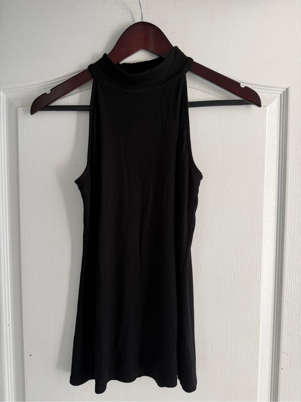 Boston Proper Black Ribbed Mock Neck Tank